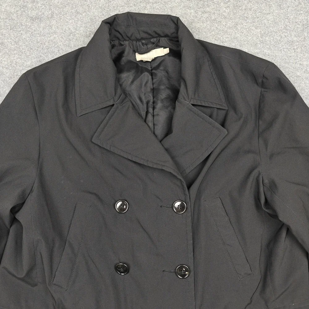 J Crew Coat Womens XL Black Polyester‎ Pea Double Breasted Lined Pockets